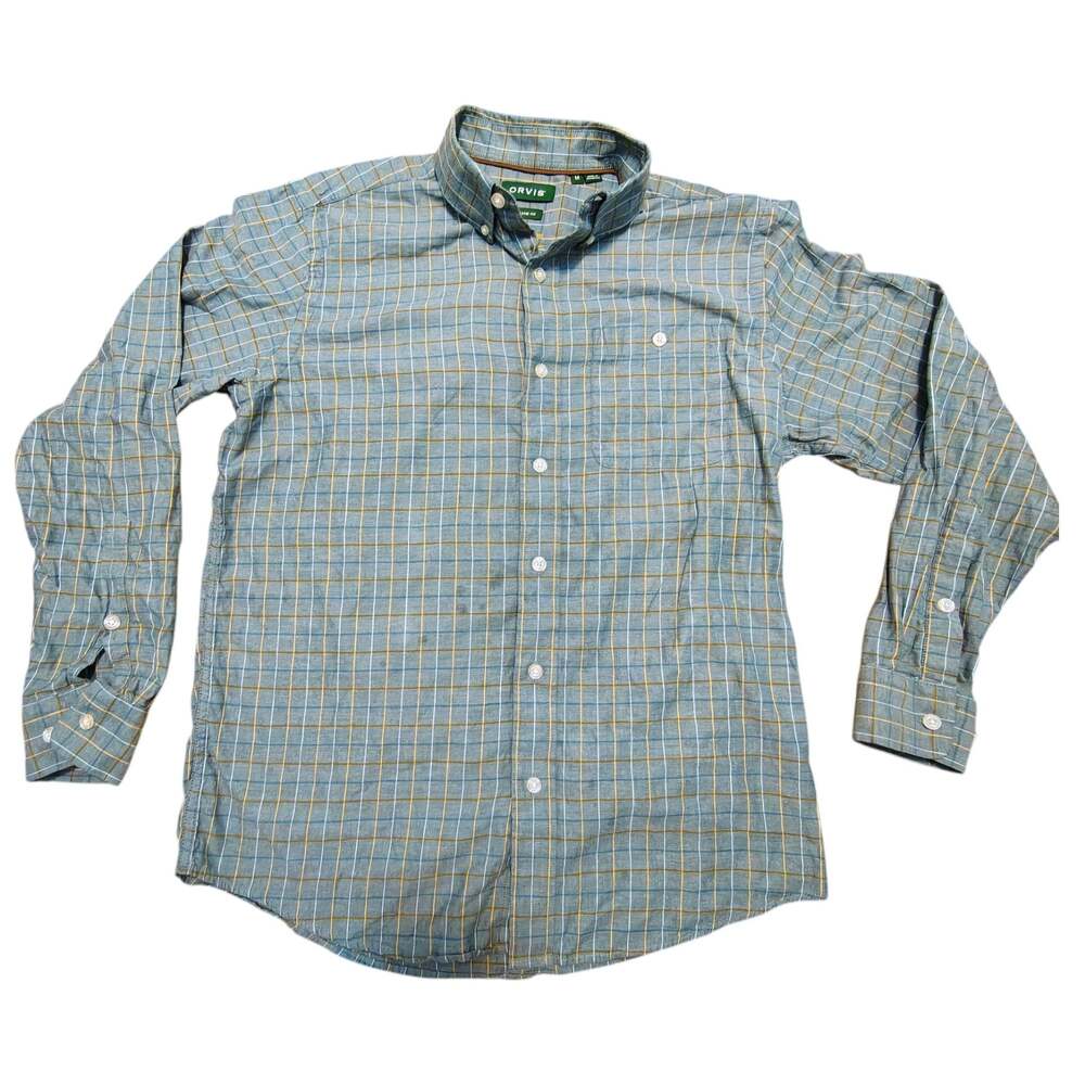 Orvis Country Twill Button Down Shirt Men's Size M Plaid Long Sleeve
